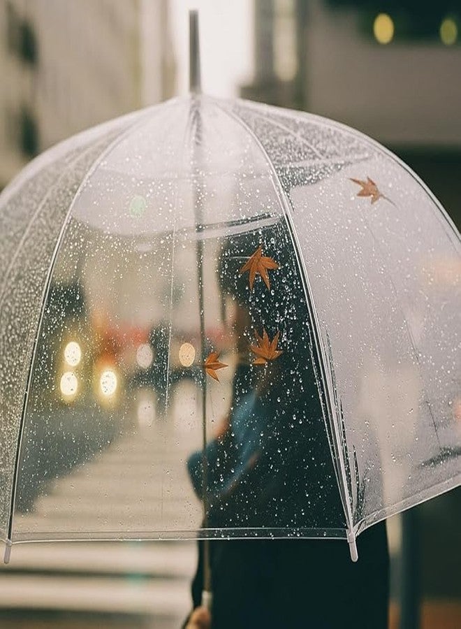 ABUDIT Clear Transparent Durable Wind-Resistant Umbrella Special For Windproof Umbrella for Rain Decoration for Outdoor Events (WHITE CLEAR TRANSPARENT) - Image 4